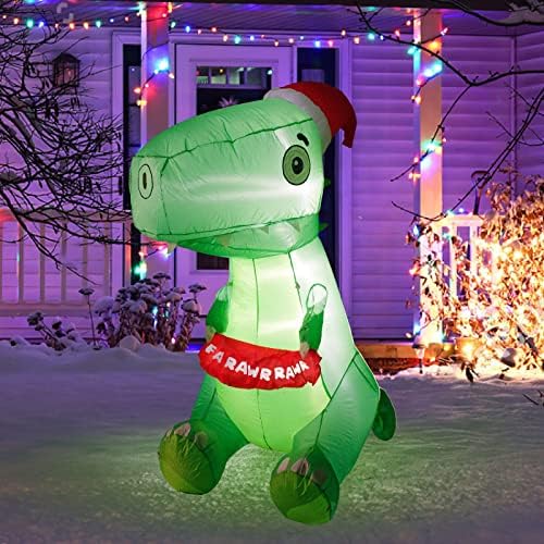 Nifti yuva 6 Ft Noel şişme süslemeleri ile dinozor bir Noel şapka, açık dekorasyon ile LED ışıkları, tatil havaya uçurmak