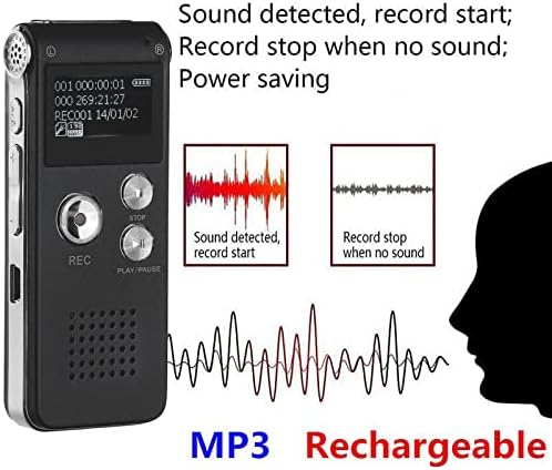 Delarsy 8Bg Dijital Ses Kaydedici Ses Kaydedici Ses Mp3 Çalar Ses Mini Kaydedici Mic ile QW5