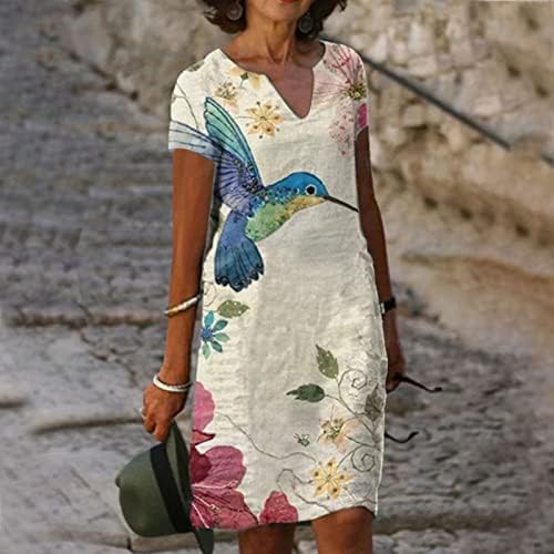 Bayan Bahar Moda 2023 Elbiseler, kadın Moda Yaz Yeni Konumlandırma Baskı V Yaka Kısa Kollu Elbise