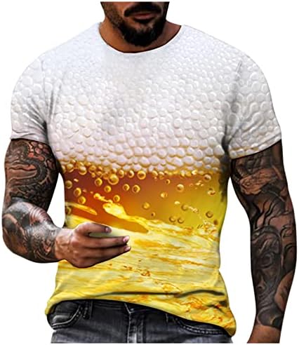 Tasarımcı Gömlek Erkekler için 3D Dijital Bira Baskı Yuvarlak Boyun Kısa Kollu Kazak Bluz Tüm Maç Şık Serin Üstleri