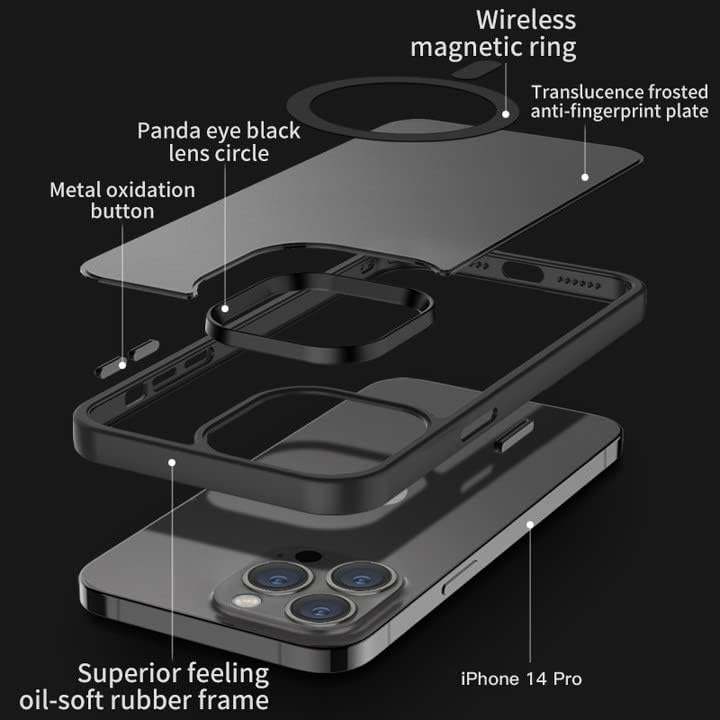 Yzoıko Manyetik iPhone için Kılıf 14 pro Kılıf [10FT Dereceli Düşme Test Edildi ve MagSafe ile Uyumlu] Yarı Saydam Parmak