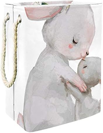 NDKMEHFOJ Beyaz Tavşan çamaşır sepeti Sepetleri Su Geçirmez Kirli Giysiler Sıralayıcısı Katlanabilir Yumuşak Saplı Renkli