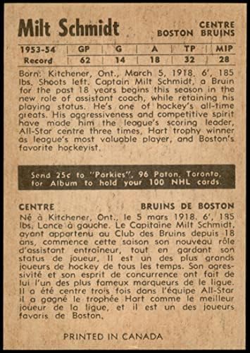 1954 Parkhurst 59 Milt Schmidt Boston Bruins (Hokey Kartı) NM Bruins