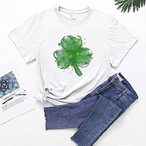 Aziz Patrick Günü T-Shirt Kadınlar için Düz Renk Sevimli Ekip Boyun Büyük Boy Tatil Şanslı Gömlek