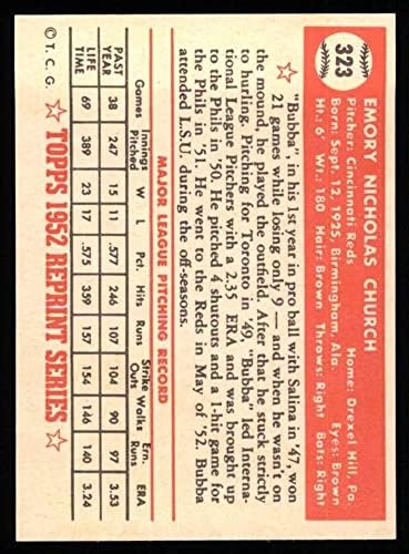 1952 Topps 323 Bubba Kilisesi Cincinnati Kırmızıları (Beyzbol Kartı) NM / MT Kırmızıları