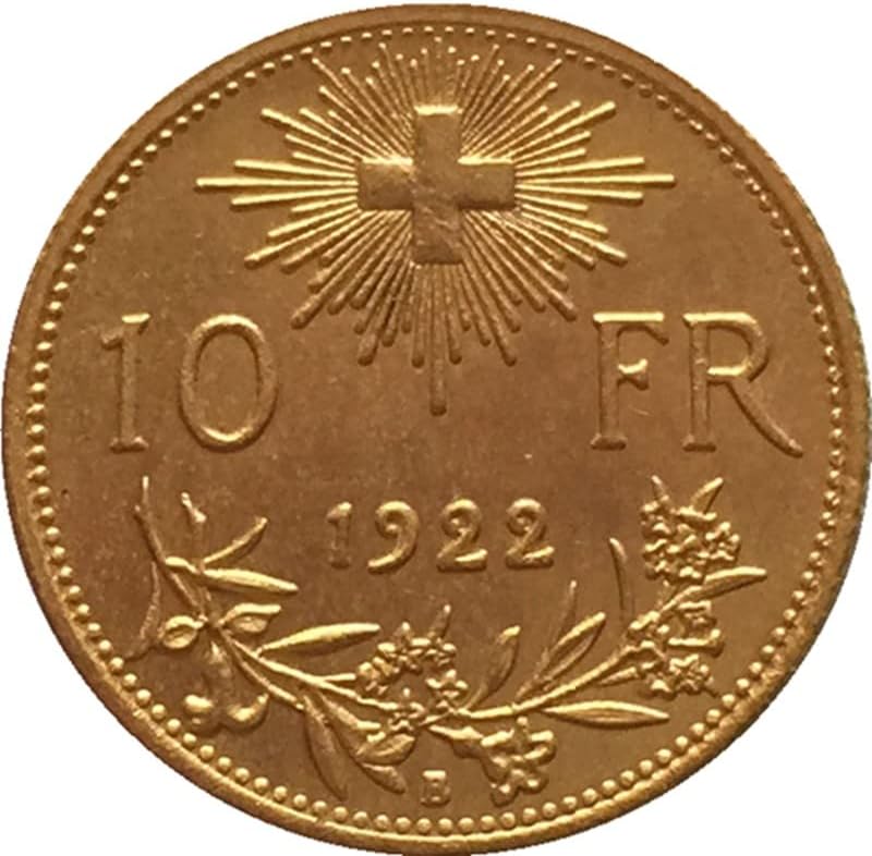 7 Farklı Tarih İsviçre Saf Bakır Altın Kaplama Paralar 1911-1922 Antika Gümüş Dolar Paraları