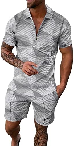 Bmısegm Yaz Erkek Takım Elbise Düzenli Fit 2 Parça Erkek Kısa Kollu Rahat Gömlek ve Şort Setleri İki Parçalı Yaz Erkek Akşam
