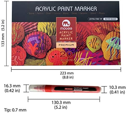 MATTKANE 20 Paket Cam/ Ahşap Boya Akrilik İşaretleyici 0.7 mm Ekstra ince Renkler Çizim için DIY, Metal, Taş, Plastik, Kağıt,