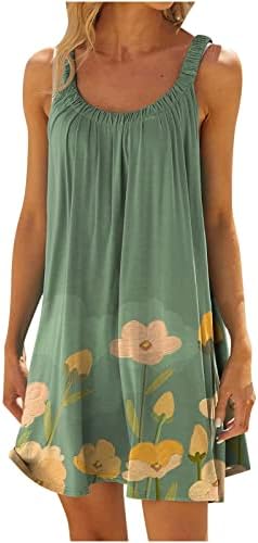 Bayan Diz Boyu Elbiseler Moda Boho Çiçek Sling Tankı Elbise Yaz Kolsuz plaj tişörtü Mini Elbise Sundress