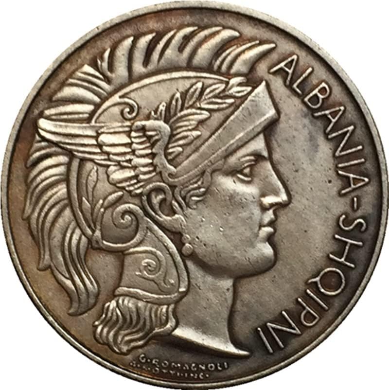 QİNGFENG 23mm Saf Bakır Gümüş Kaplama Antika Gümüş Dolar Para Arnavutluk Sikke 1927 Zanaat