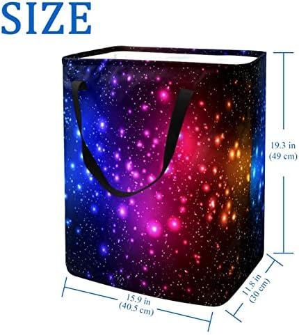 Renkli Parlaklık Yıldızlı Gökyüzü Galaxy Baskı Katlanabilir Çamaşır Sepeti, 60L Su Geçirmez çamaşır sepetleri Çamaşır Kutusu