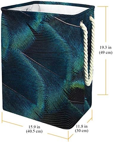 NDKMEHFOJ Yeşil Tavuskuşu çamaşır sepeti Sepetleri Su Geçirmez Kirli Giysiler Sıralayıcısı Katlanabilir Yumuşak Saplı Renkli