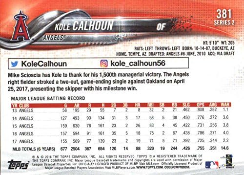 2018 Topps Serisi 2 381 Kole Calhoun Los Angeles Melekleri Beyzbol Kartı-GOTBASEBALLCARDS