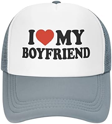 Seviyorum Kalp Erkek Arkadaşım Şapka Unisex Yetişkin kamyon şoförü şapkaları Ayarlanabilir Kap Yetişkinler için Klasik Balıkçılık