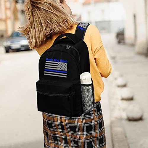 Geri Mavi Polis Hattı ABD Bayrağı Laptop Sırt Çantası Moda omuzdan askili çanta Seyahat Sırt Çantası Okul Çantalarını Erkekler