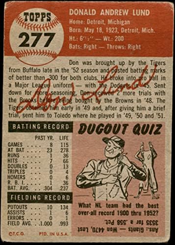 1953 Topps 277 Don Lund Detroit Kaplanları (Beyzbol Kartı) İYİ Kaplanlar