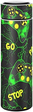 Glaphy Green Video Game Joysticker and Lightning 17 oz Su Şişesi, BPA İçermez, Paslanmaz Çelik, Yalıtımlı Su Şişesi, Okul