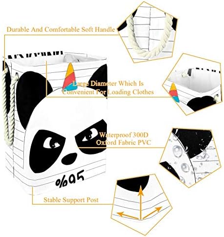 Inhomer Sevimli Panda Ninja Panda ve Unicorn 300D Oxford PVC Su Geçirmez Giysiler Sepet Büyük çamaşır sepeti Battaniye Giyim