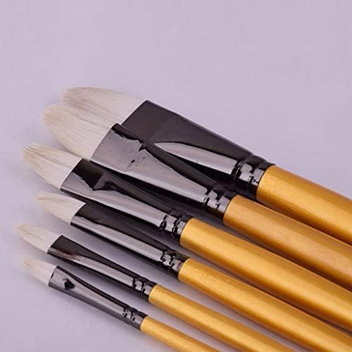 WALNUTA Beyaz Saç Altın Uzun Ahşap Çubuk Boyama Fırçası 6 Adet Set Su Tebeşir Seti Fırça Sanat Malzemeleri Çizim Malzemeleri