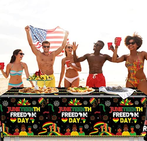 Gupesxu Juneteenth Masa Örtüsü Dekorasyon-Afrika Amerikan Tatil Parti Malzemeleri Ücretsiz Gün 1865 Tek Kullanımlık Dikdörtgen