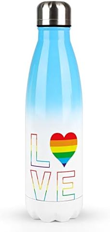 Eşcinsel Aşk Gökkuşağı LGBT Paslanmaz Çelik Su kapaklı şişe termos kupa Bardak Sızdırmaz Seyahat Kupa Degrade