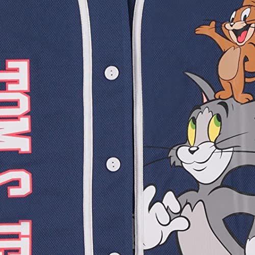 TOM ve JERRY kadın gömleği-Bayanlar Klasik Karikatür Örgü Düğme Aşağı beyzbol forması-Hanna Barbera Örgü Forması