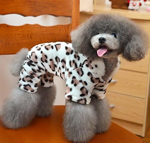 Ranphy Küçük Köpek Pazen Pijama Leopar Kıyafetler Yumuşak Kadife Köpek Pijama Chihuahua Hoodie Dört Bacak Tulum Kış Yorkie