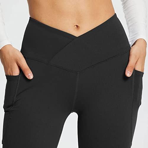 pxloco Rahat Bootcut Yoga Pantolon Kadınlar için Yumuşak Yüksek Belli Flare Egzersiz Tayt Çalışma Atletik Geniş Bacak cepli