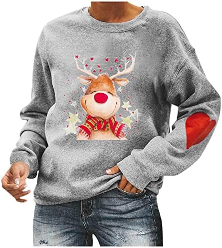 Xiloccer Noel Kazak Kadınlar için 2021 En İyi Çirkin Noel Üstleri Santa Kazak Ekip Boyun Kış Sıcak komik tişörtler