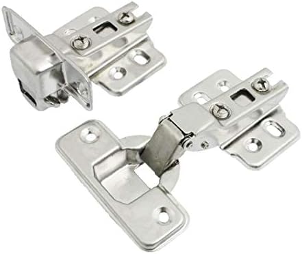 X-DREE 2 Adet Paslanmaz Çelik Tamponlama Yarım Bindirme Dolap kapı menteşesi(2 piezas de bisagra de puerta de gabinete de