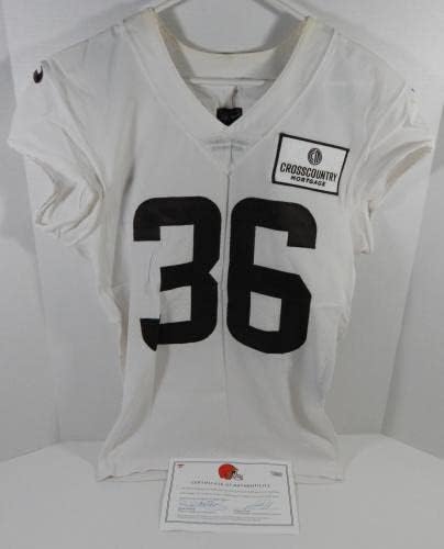 2021 Cleveland Browns M. J. Stewart Jr 36 Oyun Kullanılmış Beyaz Antrenman Forması 40 081-İmzasız NFL Oyun Kullanılmış