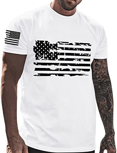 MIASHUI Uzun Kollu T Shirt Erkek Bağımsızlık Günü Bayrağı Rahat Yumuşak ve Rahat Küçük Baskılı Pamuk Erkek Gömlek Uzun Boylu