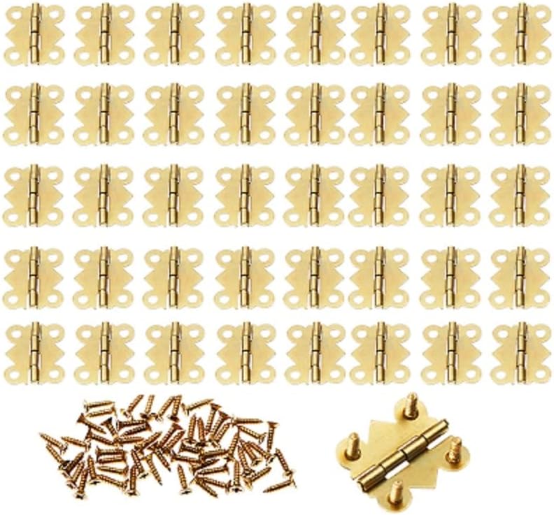 40 Adet 20mm x 17mm Altın Mini Kelebek Kapı Menteşeleri 4 Delik Dolap Çekmece Mücevher Kutusu Dekoratif Menteşe Mobilya Parçaları