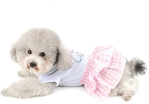 SELMAI Tatlı Kalp Gömlek Prenses Ekose Katmanlı Elbise için Küçük Köpek Kedi Köpek yaz kıyafetleri Düğün Doğum Günü Partisi
