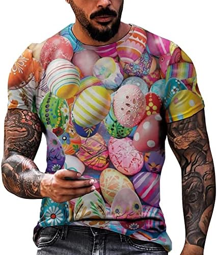 2023 Yeni Erkek İlkbahar ve Yaz Paskalya Kutlama Rahat Vintage Sıkıntılı Tam Kısmi Baskı T Shirt ile Gitmek