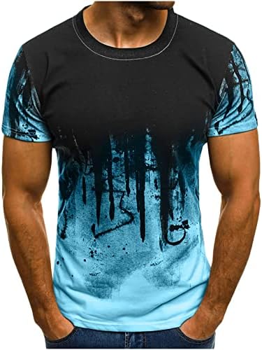 Erkekler Kısa Kollu T Shirt 2023 Yaz Casual Tops Yuvarlak Boyun 3D Dijital Baskı Tişörtleri Bluz Spor Spor Tee Tunikler