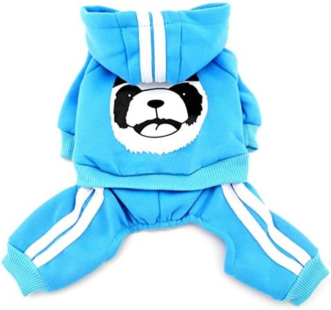 SMALLLEE_LUCKY_STORE Kalın Sıcak Panda Hoodies Sweatshirt Köpek Tulumlar Polar, Mavi, Orta