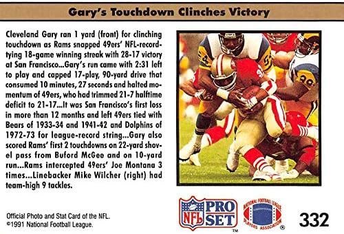Futbol NFL 1991 Profesyonel Set 332 Cleveland Gary 332 ESKİ 49ers