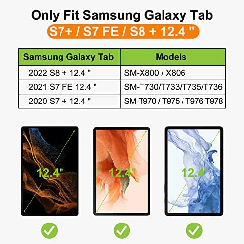 Syndrruce Manyetik Kılıf Samsung Galaxy Tab için S7 + / S7 FE / S8 + 12.4 İnç, ince Hafif Protecitve Kapak ile S Kalem Tutucu
