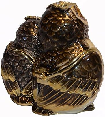 MİXDOM Baykuş Biblo Kutusu Mücevher Kutusu El Boyalı Dekoratif Kutu Menteşeli Kapaklı Yüzük Küpe Tutucu Kuş Heykelcik Koleksiyon