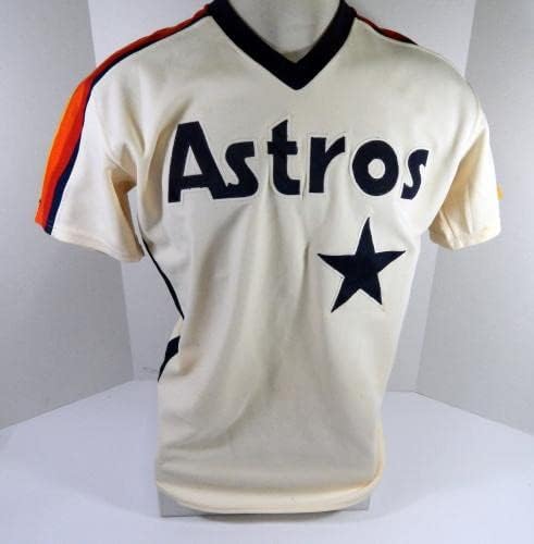 1986 Houston Astros Bob Knepper 39 Oyun Kullanılmış Krem Forma Henderson LOA 44 3-Oyun Kullanılmış MLB Formaları