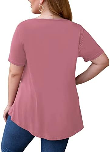 Artı Boyutu Gizlemek Göbek Çiçek dantel üstler Kadınlar için 2023 Yaz Kısa Kollu Ekip Boyun Gömlek Gevşek Fit Dantelli Bluzlar
