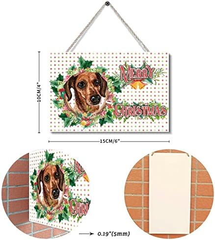 Ahşap Noel Işaretleri Sevimli Köpek Holly Çelenk Aile Ahşap Işaretleri noel duvar dekoru Ev Mutfak Kapı Duvar Tatil Hediye
