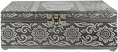 Vintage Mücevher Kutusu Kasa | 9 Stil / Çiçek Vurgulu Tasarımlı Bronz veya Gümüş Metalik Metal Kaplama / Küpeler, Kolyeler