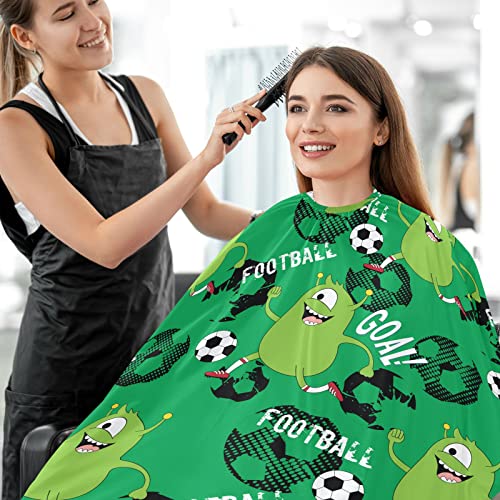 visesunny Berber Pelerin Renkli Futbol Canavar Yeşil Polyester Saç Kesme Salon Cape Önlük Anti-Statik Saç Kesimi Suya Dayanıklı