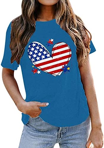 MIASHUI Bayan Düz Renk T Shirt Bayan Büyük Bağımsızlık Günü Baskılı Gömlek Yuvarlak Boyun T Gömlek İş Gömlek Kadın