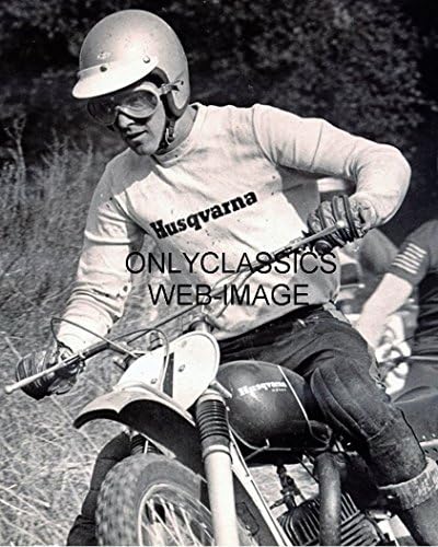 OnlyClassics 1971 ikonik Yarışçı Malcolm Smith Husqvarna Motokros Motosiklet Yarışı 8X10 fotoğraf
