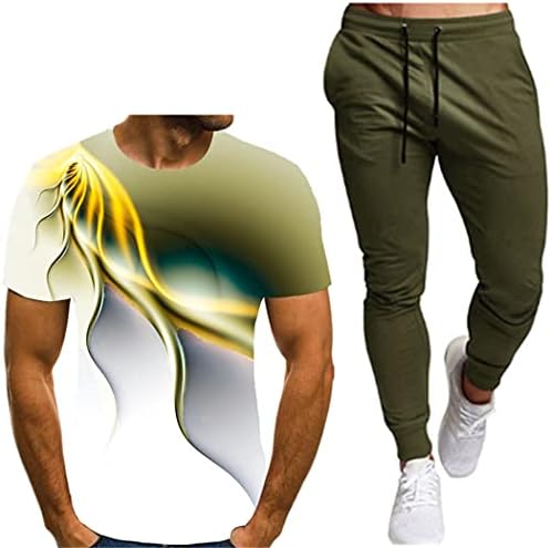 QEDCVS 3D baskılı tişört Takım Elbise, 2 Parça erkek spor elbise, Basketbol Spor Spor Kısa Kollu ve Pantolon Takım Elbise