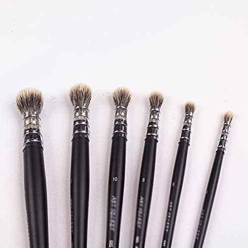 XJJZS 6 ADET Saç Doğal Ahşap Çubuk Kolu Yağ ve Akrilik Resim Sanatı Boya Fırçası Çizim için