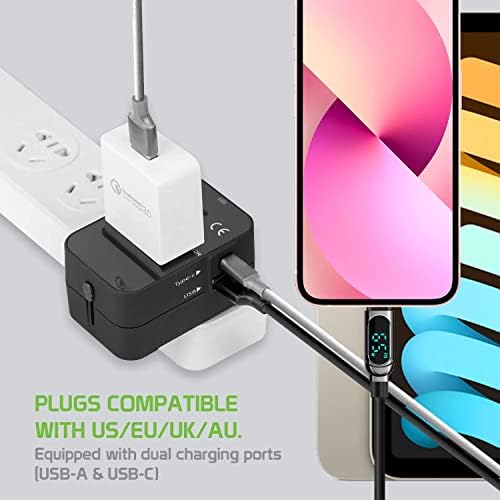 Seyahat USB Plus Uluslararası Güç Adaptörü 3 Cihaz için Dünya Çapında Güç için Samsung Galaxy Pocket 2 ile Uyumlu USB TypeC,